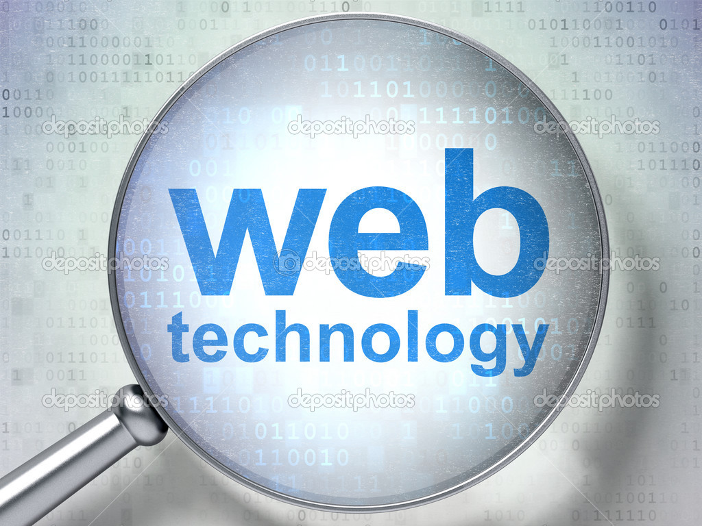 SEO web development concept: Web Technology with optical glass